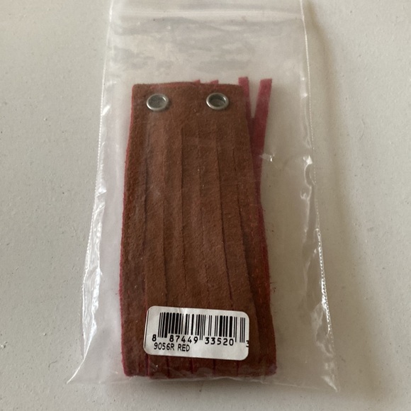 Minnetonka leather fringe and stud snap on bracelet, Red - Picture 5 of 5